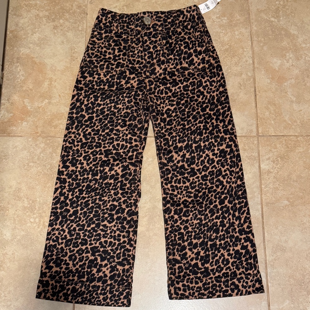 Maeve Leopard Print Wide-Leg Pants in Tan and Black